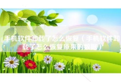 手机软件卸载了怎么恢复（手机软件卸载了怎么恢复原来的数据）
