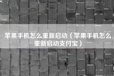 苹果手机怎么重新启动（苹果手机怎么重新启动支付宝）